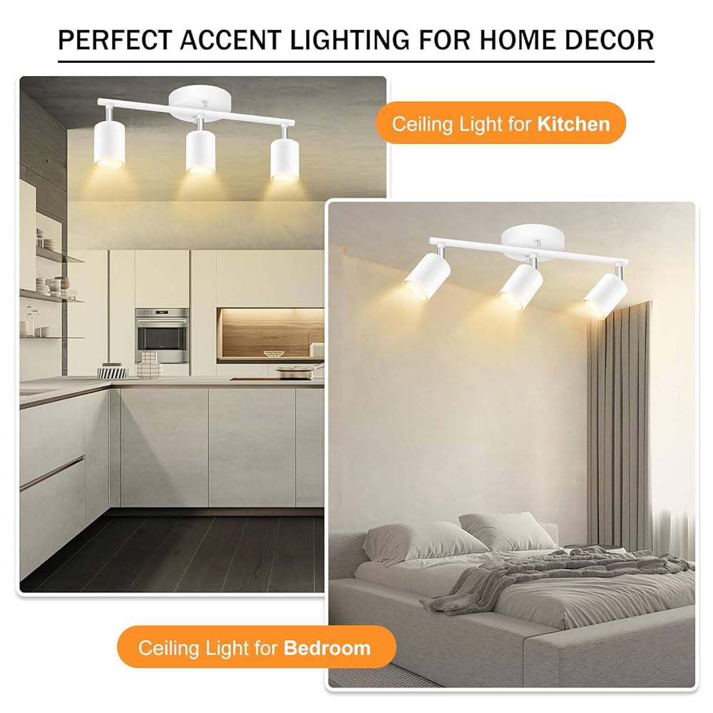 White Track Lighting, 3 Light Track Lighting Kit, White 3